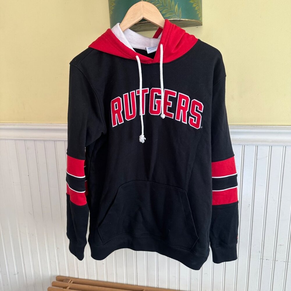 Champion Black and Red Rutgers Pullover Hoodie